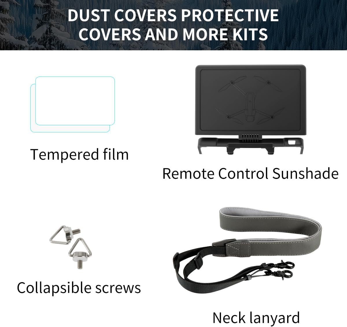 4-in-1 Remote Control Protection kit for DJI Mavic 4 RC Pro 2 Accessories, Screen Protector/Controller Sunshade/PU Material Lanyard and Standard 1/4 Screw Set - Image 4