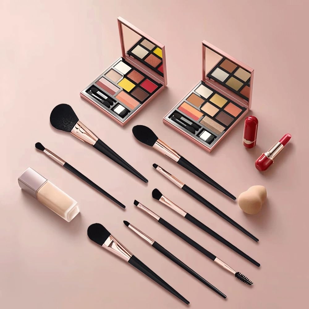 12 Piezas. Juego de brochas de Maquillaje, brocha correctora, brocha Sunshine, brocha de Maquillaje for Base, Herramienta de Belleza