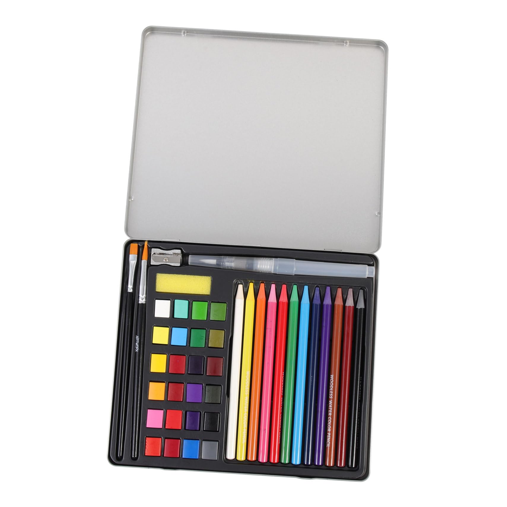 Housoutil Aquarell Malset 24 Farben für Kinder, Tragbar, 42 Stück | Schulanfang Deko, Selbstgemacht Malen und Malzubehör, Leichtes Farbbedarf für Zuhause