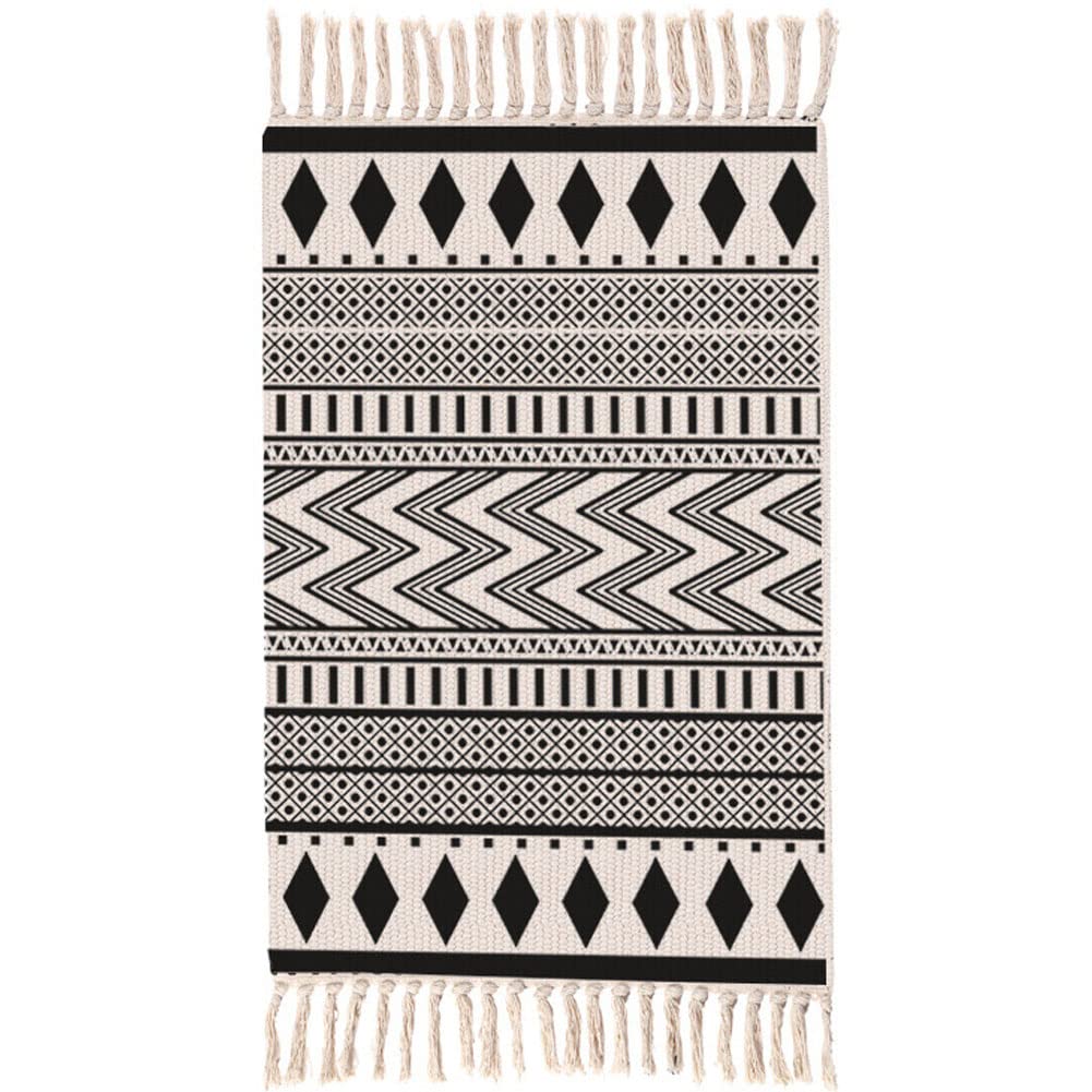 Tappeto da bagno in cotone con nappe, lavabile in tessuto, per cucina, soggiorno, camera da letto, lavanderia, veranda