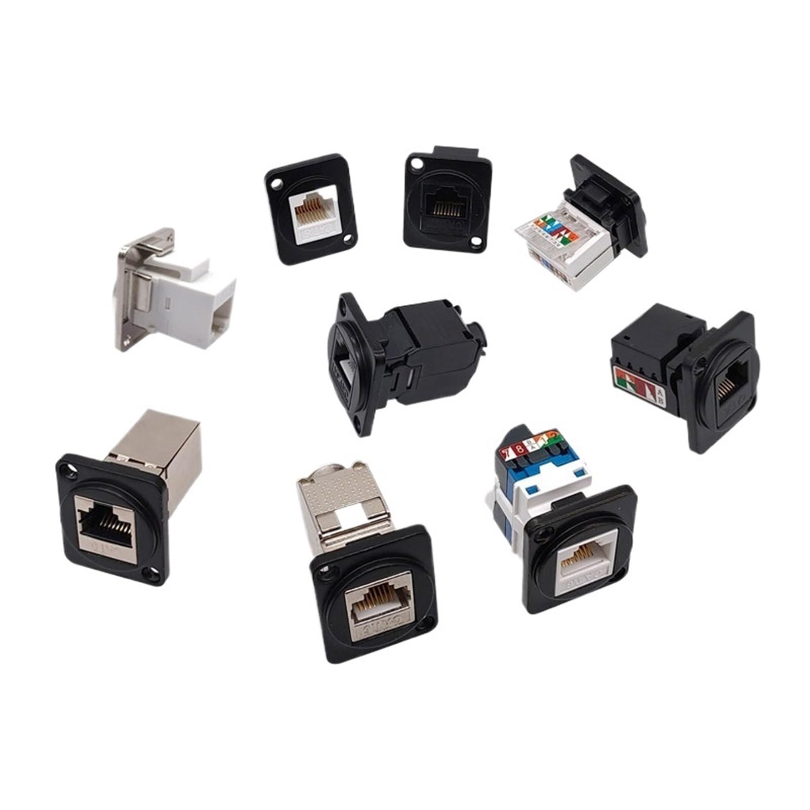Złącze typu D RJ45-CAT6, złącze Ethernet, montaż panelowy, złącza sieciowe CAT5E, 1 szt. (WHITE)