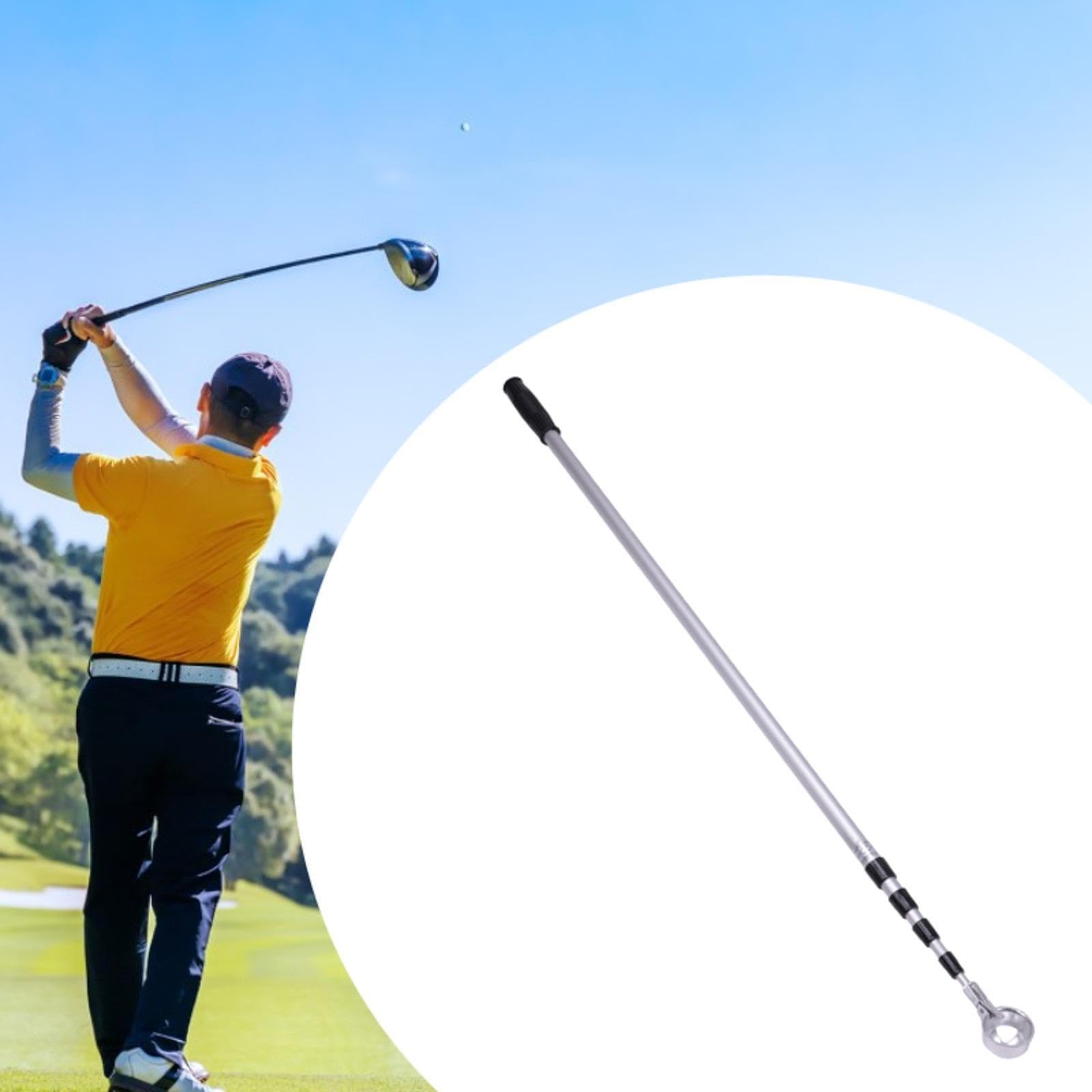 QSTDGVPW Golf Ball Retriever Retractable with Automatic Locking Cup Lightweight Golfers Gift Golf Accessory, 5 Sections