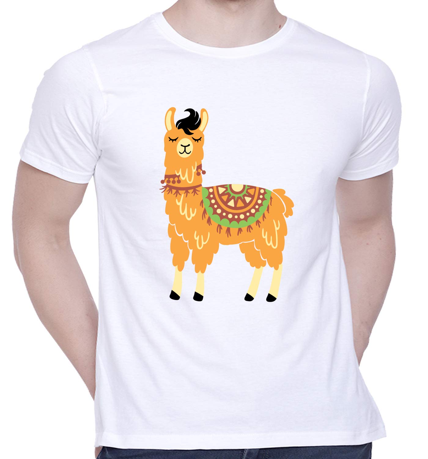CreativiTGraphic Printed T-Shirt for Unisex Llama Tshirt | Casual Half Sleeve Round Neck T-Shirt | 100% Cotton | D00443-427