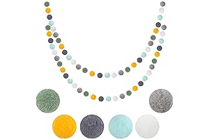 2Pcs Pom Pom Garland Yellow Blue: A Touch of Boho Charm for Your Space