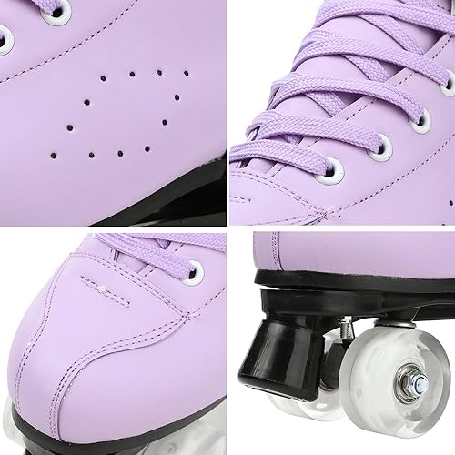 Miniatura 4 de Womens Roller Skates Classic High-top Double-Row Leather Adult Roller Skates Outdoor Four Wheel Double Skates for Girls Unisex