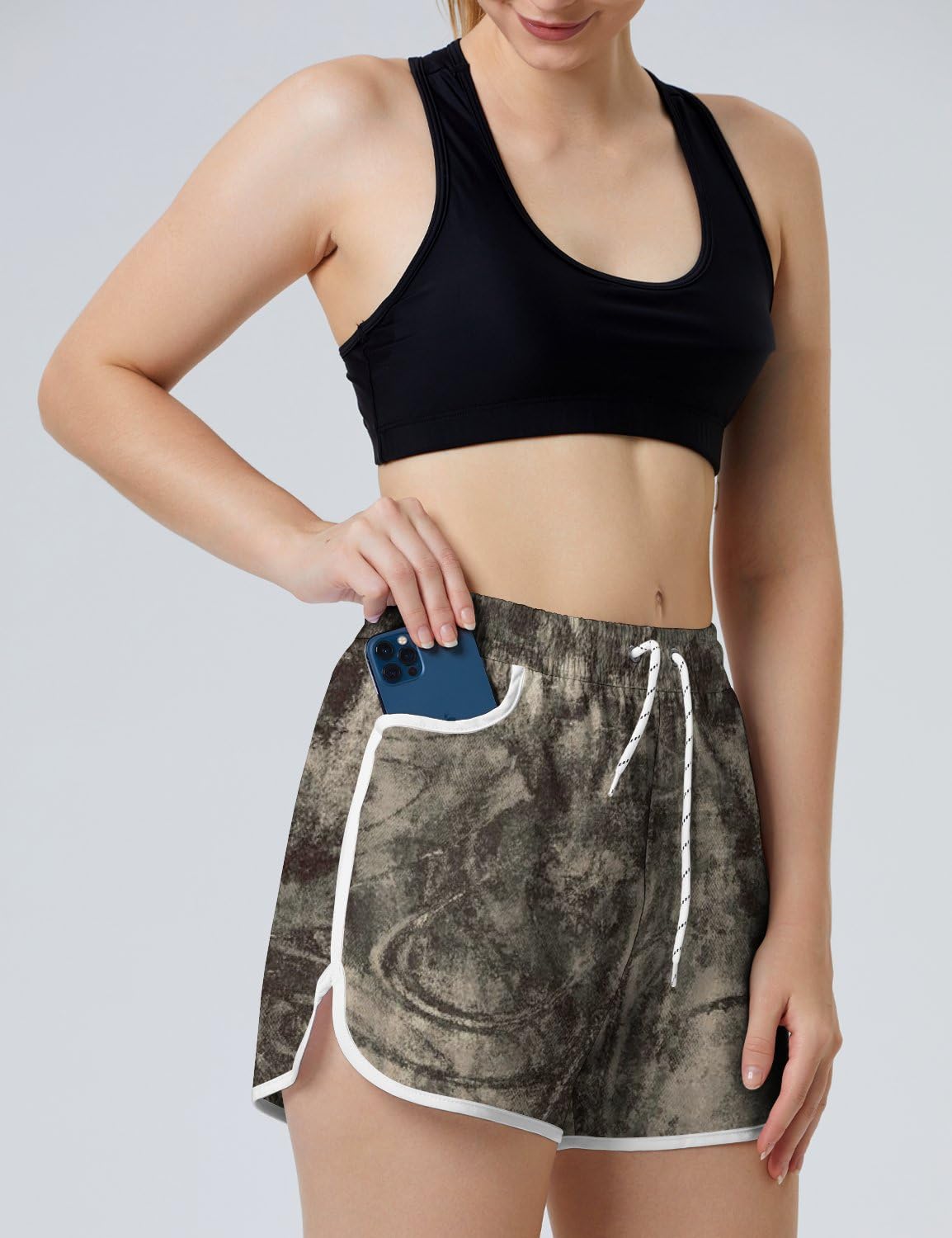 AYUNIX Women's Running Shorts with Pockets Quick Dry Performance Shorts for Women Black Athletic Workout Gym Shorts