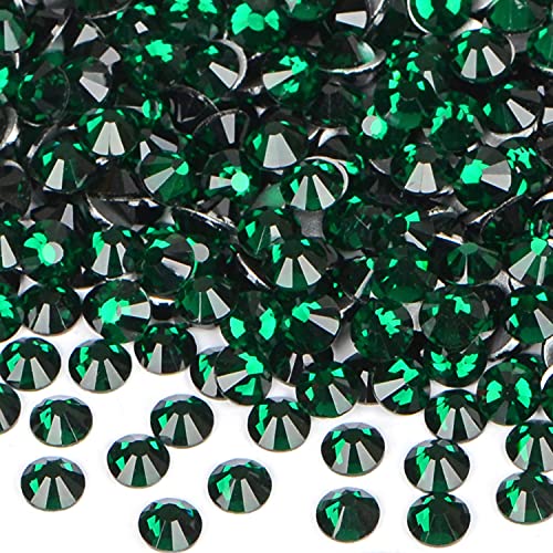 Image of 1440pcs Artificial Rhinestones Non Hotfix Glue Round Crystals Glass Flatback for DIY Jewelry Making with a Picking Pen (SS20, 1440pcs, Emerald)