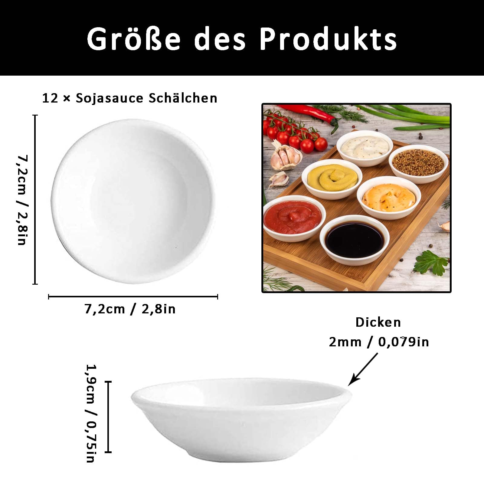 Com-four® 16x Bols Sauce - Petits Bols - Bol Pour Sauces - Trempettes