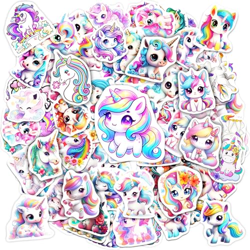 Unicorn Water Bottle Stickers for Kids 54 PCS Vinyl Waterproof Stickers Pack for Laptop Skateboard Phone Case Cute Colorful Unicorn Decals for Teens