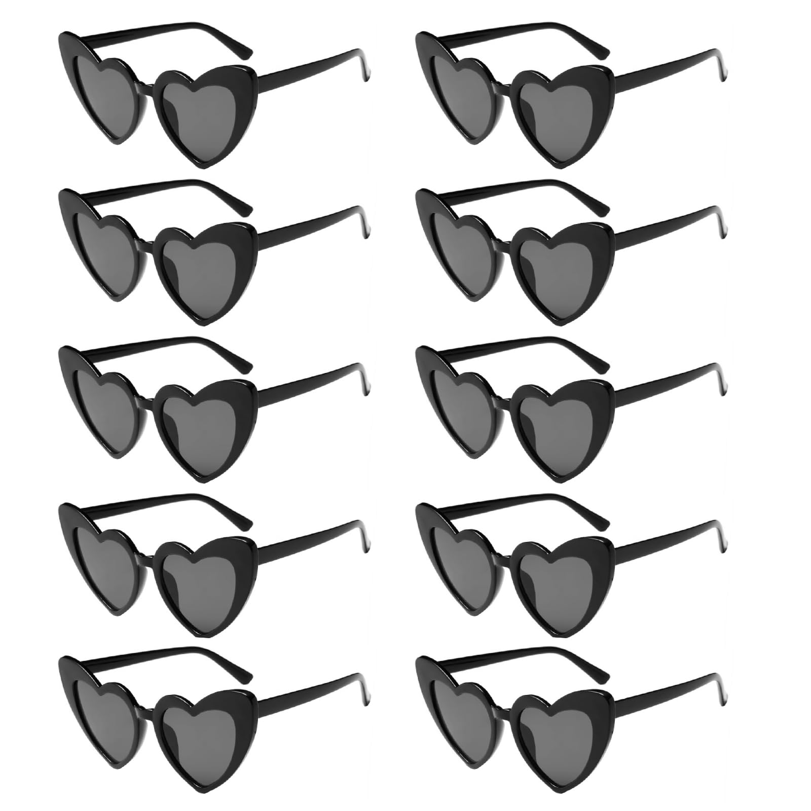 10 Pairs of Heart Shaped Sunglasses,Party glasses, rimless heart shaped/retro round sunglasses, multi-pack party masquerade costume glasses, heart shape, fashion glasses