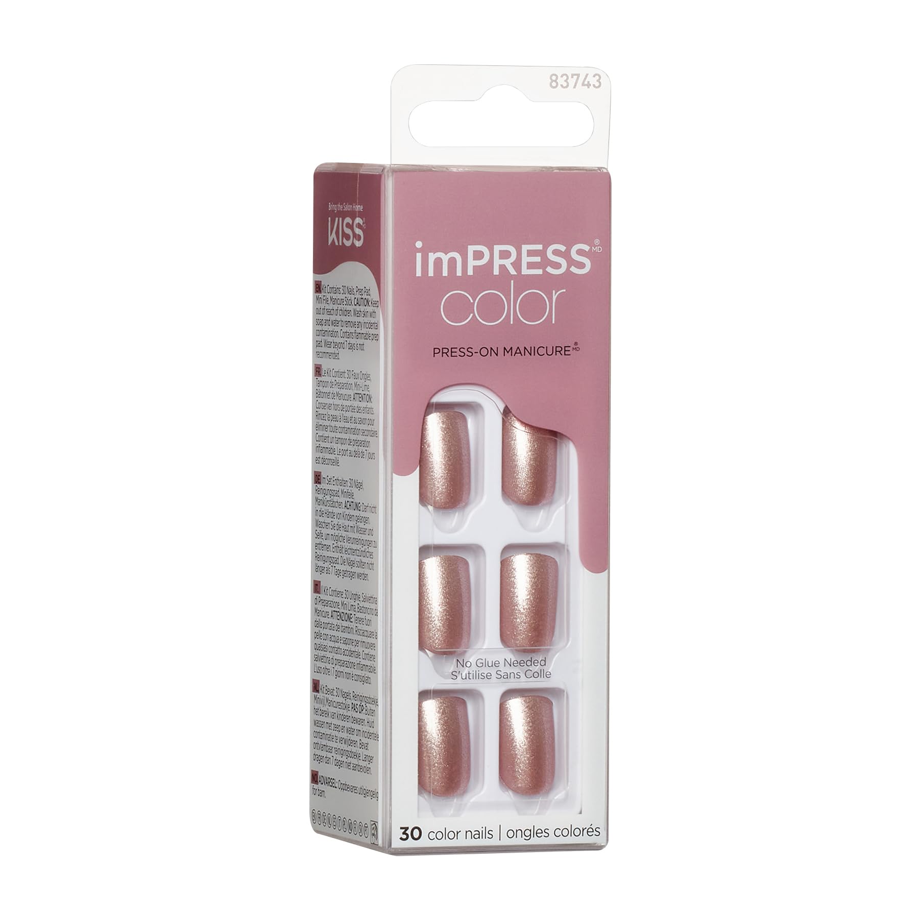 KISS imPRESS Color, sztuczne paznokcie samoprzylepne, Press-on Manicure - Paralyzed Pink, 30szt.