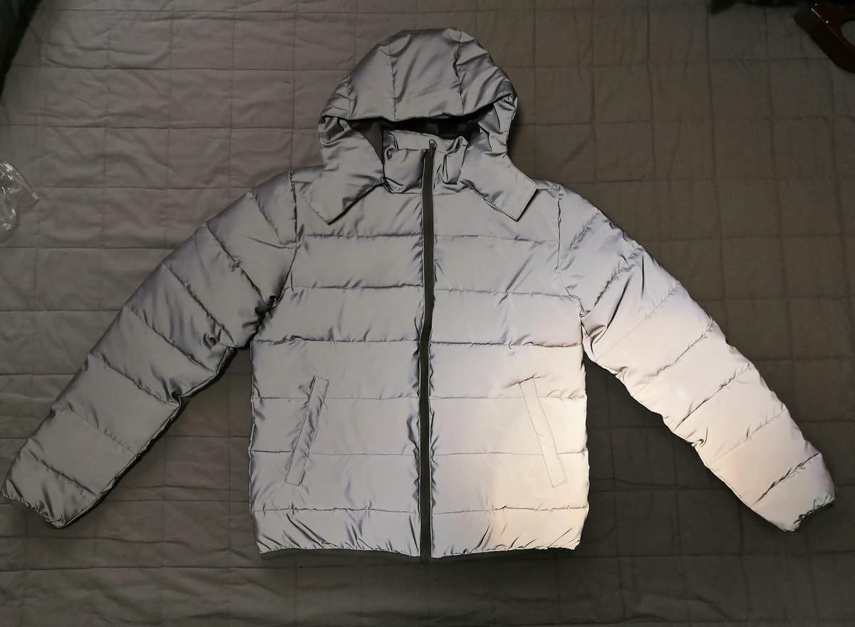 LZLRUN Rainbow Reflective Winter Jacket Coat Women Men Thick Warm Cotton Windbreaker Hooded