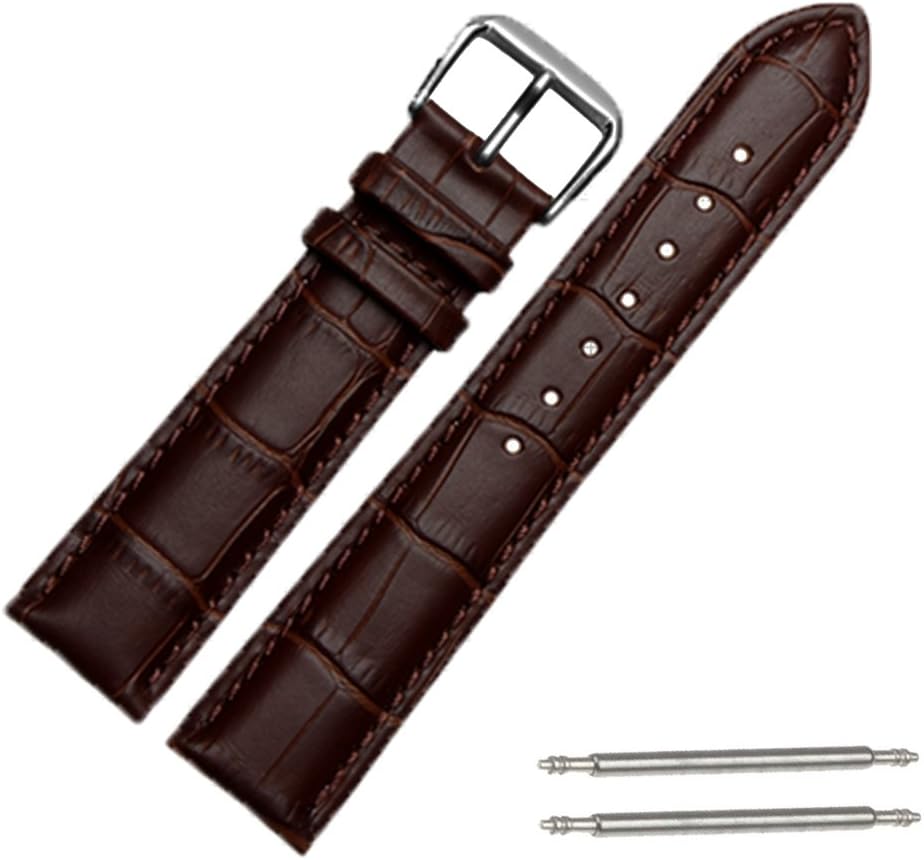 20mm Brown Leather Watch Strap (free Spring Bars)
