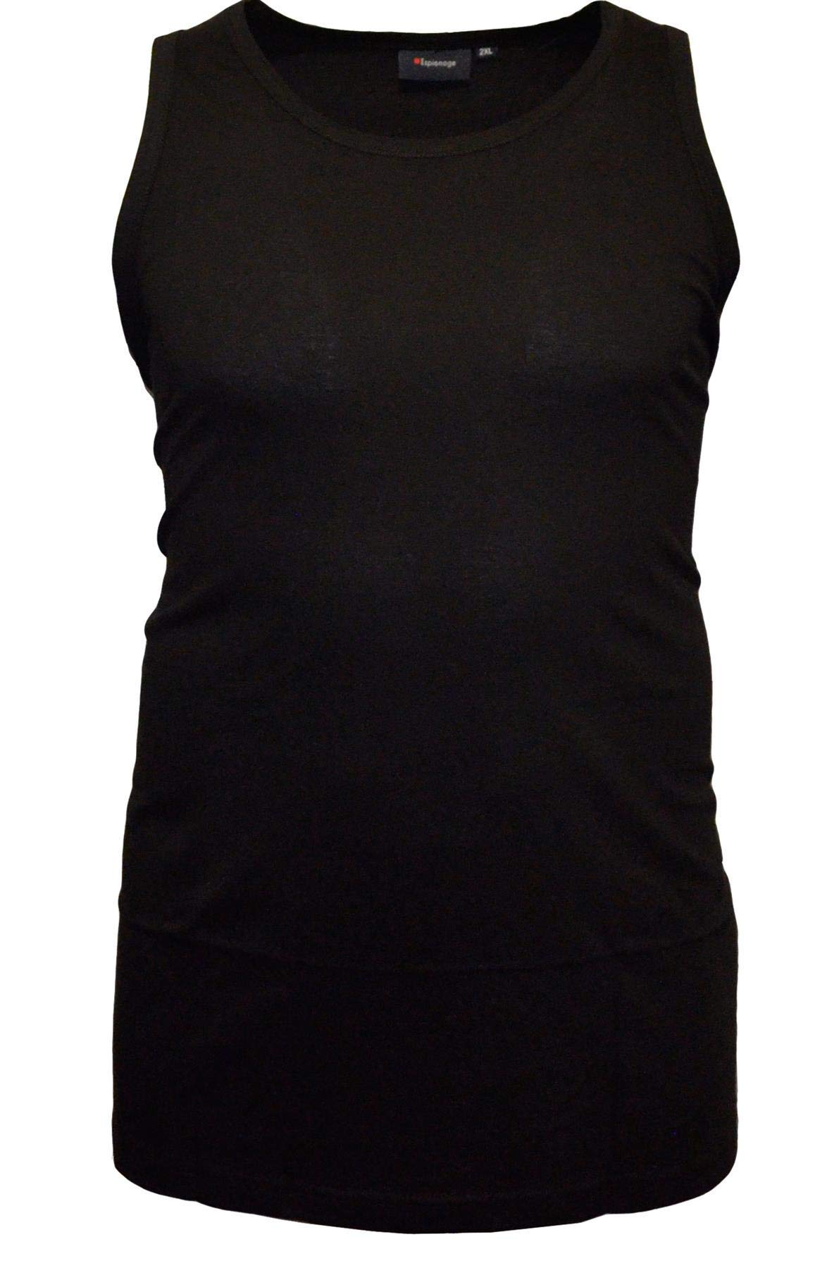 Espionage Mens Long Length Combed Cotton Vests (017) in Black (Single Pack) in 6XL