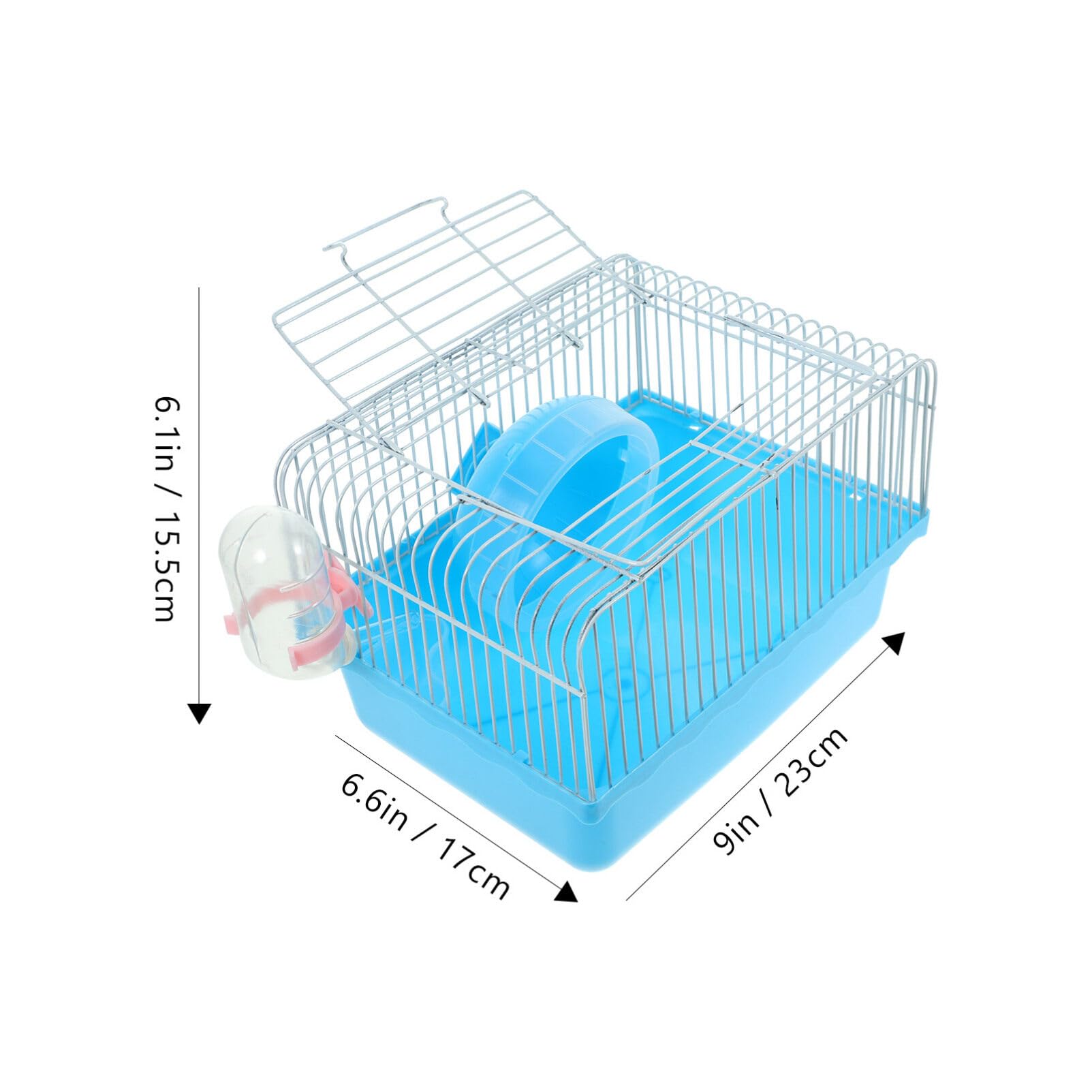 VILLCASE Portable Hamster Cage, Hamster Carry Case Cage with Water Bottle, Travel Carry Rat Cage, Outgoing Cage for Dwarf Small Pet Traveling, Blue