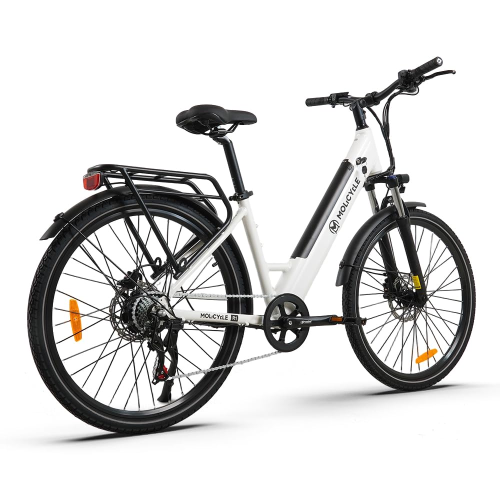 R1 E-Bike Damen 27.5 Zoll Tiefeinsteiger Trekkingrad E-Cityrad | 36V 14.5Ah Wechselakku, Bis zu 110km, 7 Gang Schaltwerk, 250W Heckmotor, Hydraulische Scheibenbremsen, EU-konform