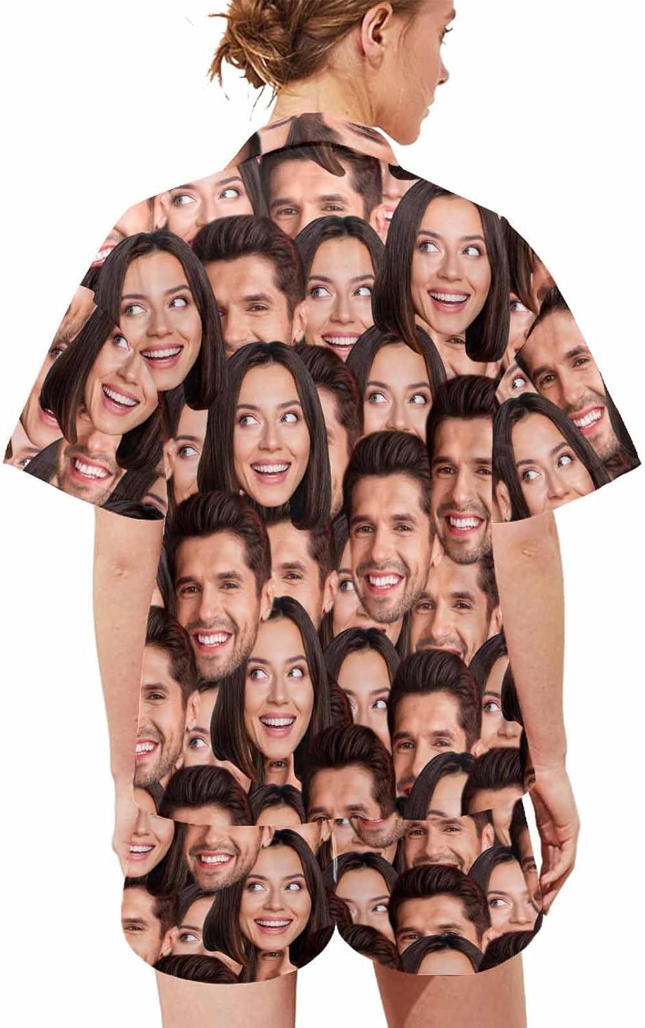 Custom Face Satin Pajama Set for Women Personalized Photo Summer V-Neck 2Pcs Pajama Loungewear Sleepwear Short Sets - Image 2