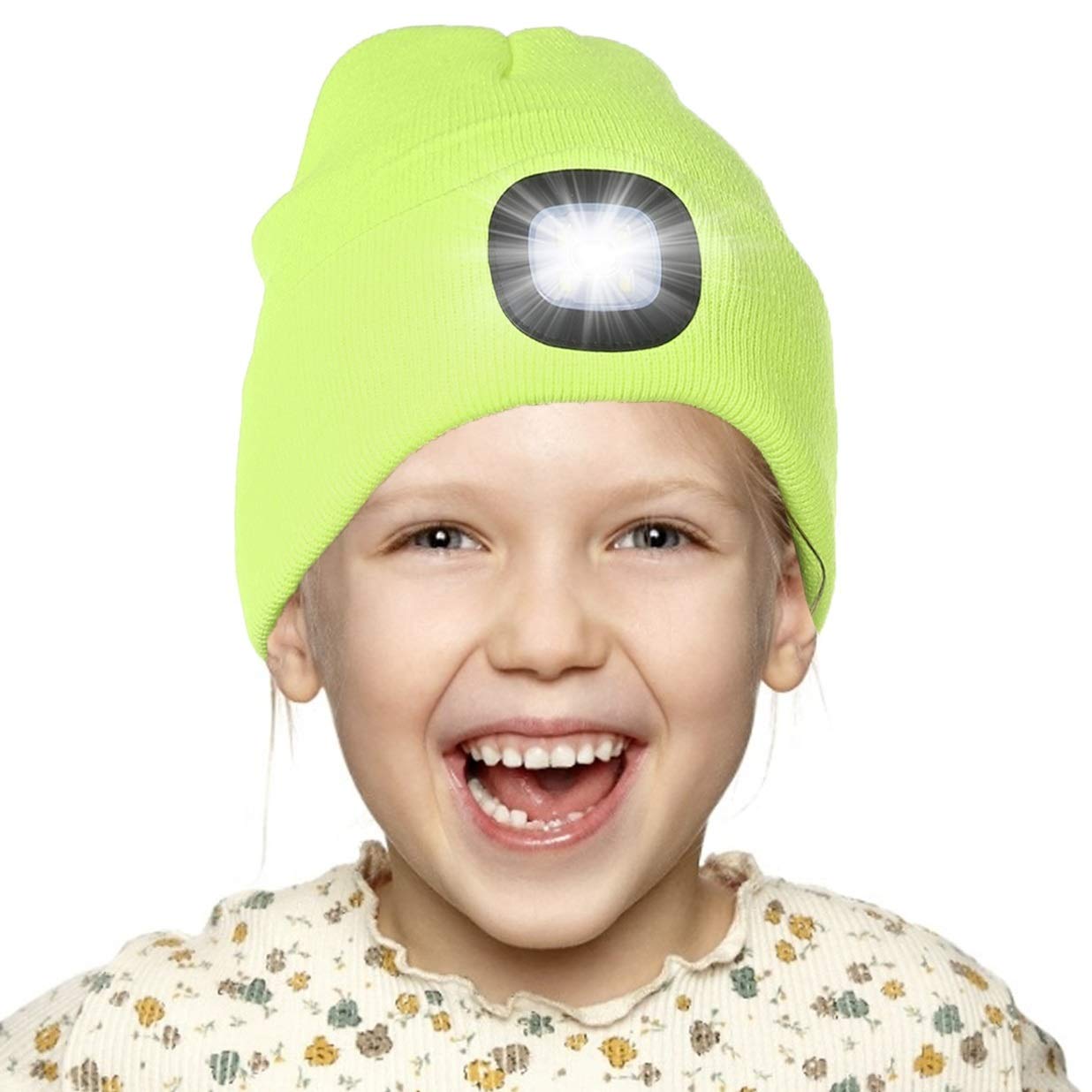 Tutuko Unisex LED Beanie with Light for Kids, Winter Knitted Hat for Boys Girls