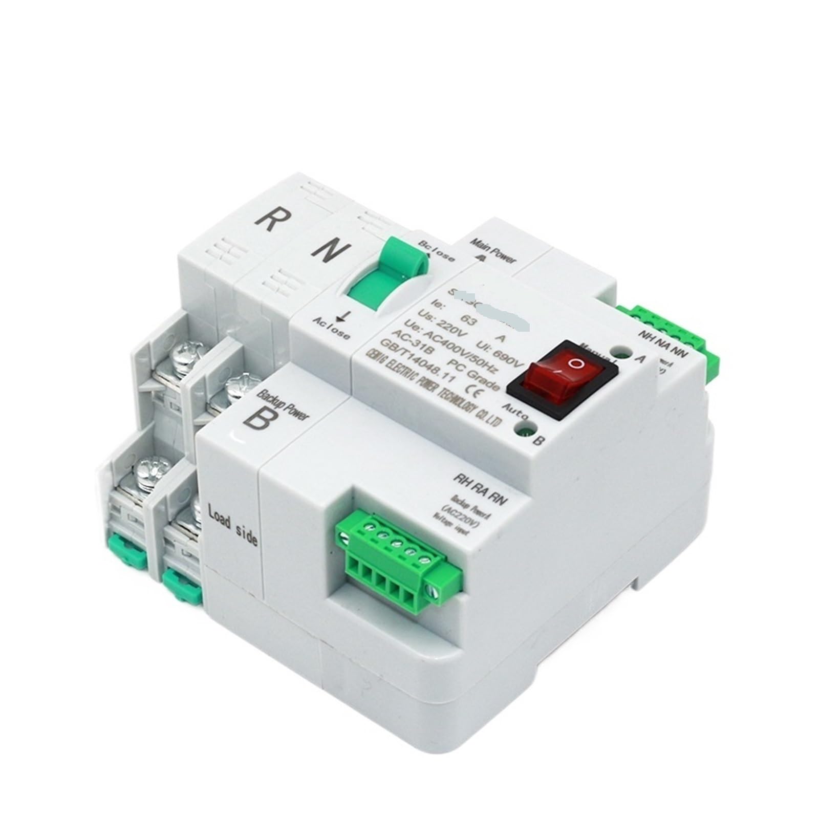 Commutateur de transfert automatique à double puis Commutateur de transfert automatique à double alimentation ATS Alimentation ininterrompue SMGQ2-63/2P AC230V 110V 16A à 63A Installation sur rail dom