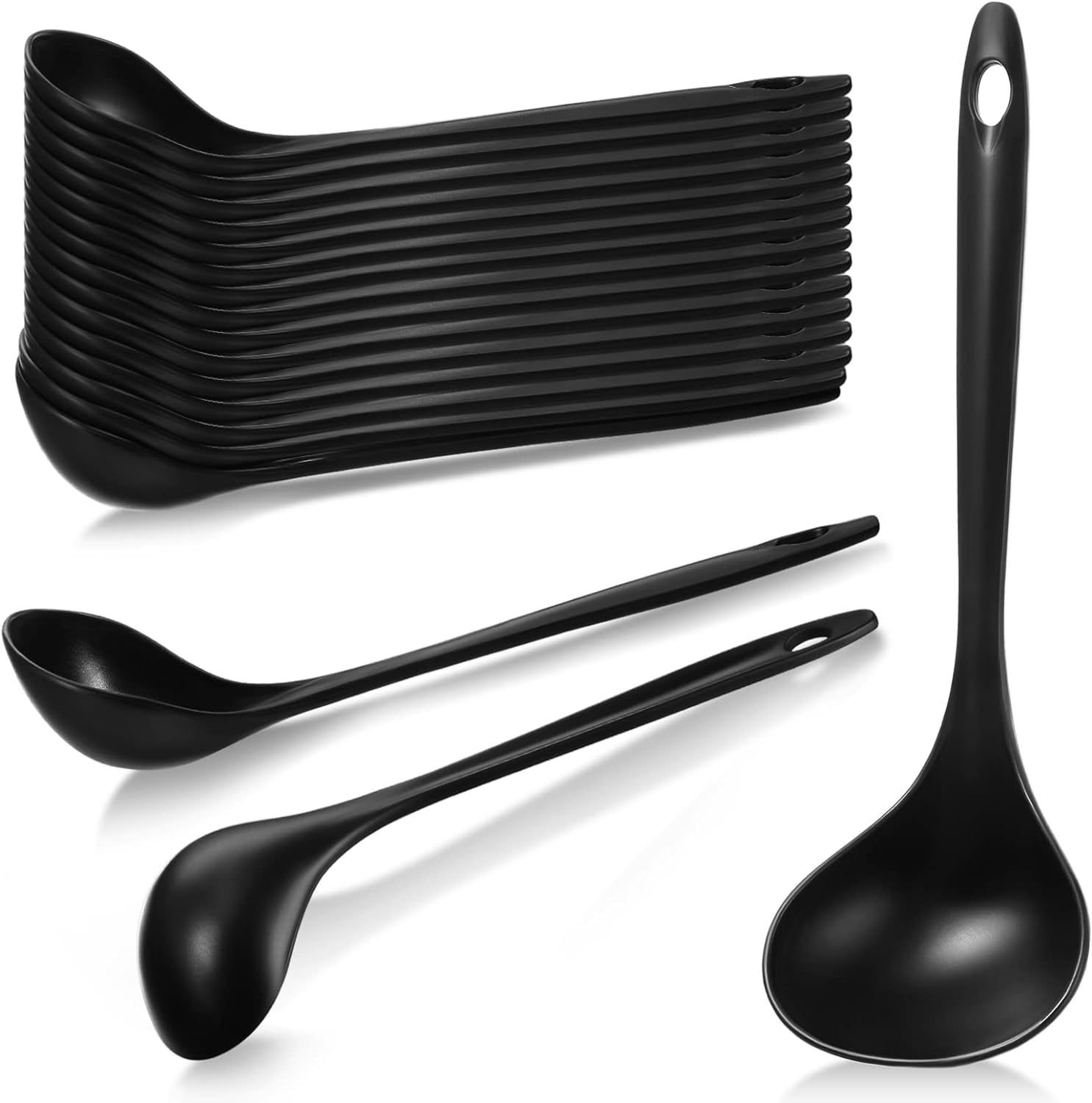 Azonee Serving Tablespoons, 18 Pcs Large Plastic Serving Spoons, Disposable Serving Spoons, Heavy Duty Serving Utensils Set, Reusable Spoons for Party Catering Buffet Dinner Soup, BPA Free, Black