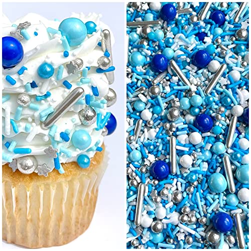 Manvscakes | Sprinkles | 4 oz | Colorful sprinkles | Jimmies | Metallic sprinkles | Sprinkle mix | Cake sprinkles (Blue)