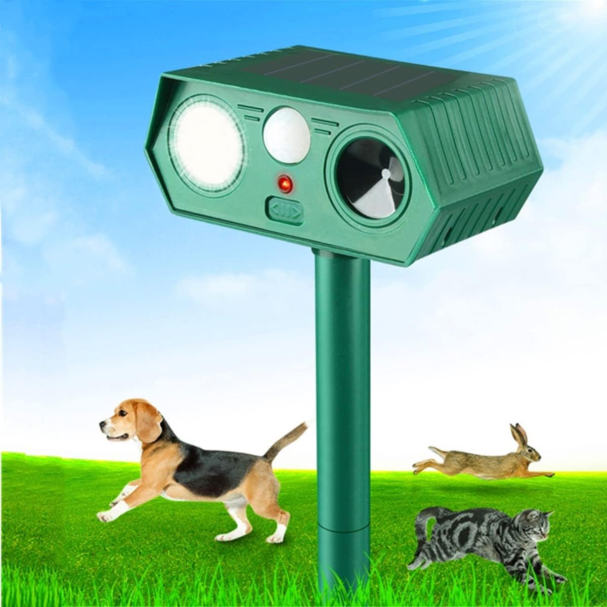 Garden Cat Deterrent, Solar Waterproof Ultrasonic Animal Repellent, Cat