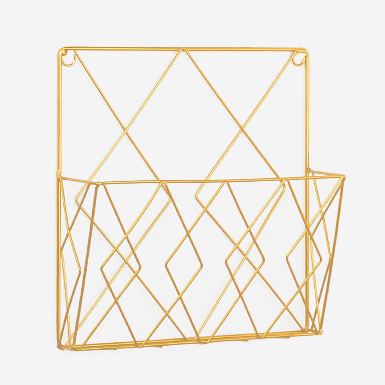 Estantería de pared, estantería, revistero montado en la pared, revistero de metal, soporte para periódicos, cesta de pared, soporte para revistas de hierro, para oficina, salón (dorado)