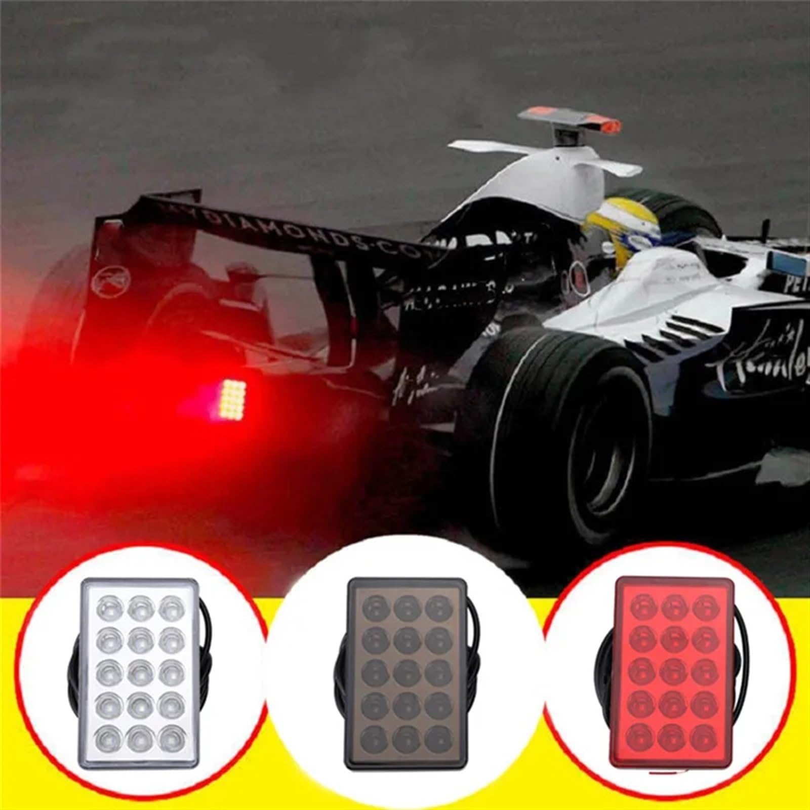 Feu Stop Arrière Style F1 - 12 LED Rouges, Design Triangulaire - 12V DC - Pour Voiture, Moto - Installation Facile