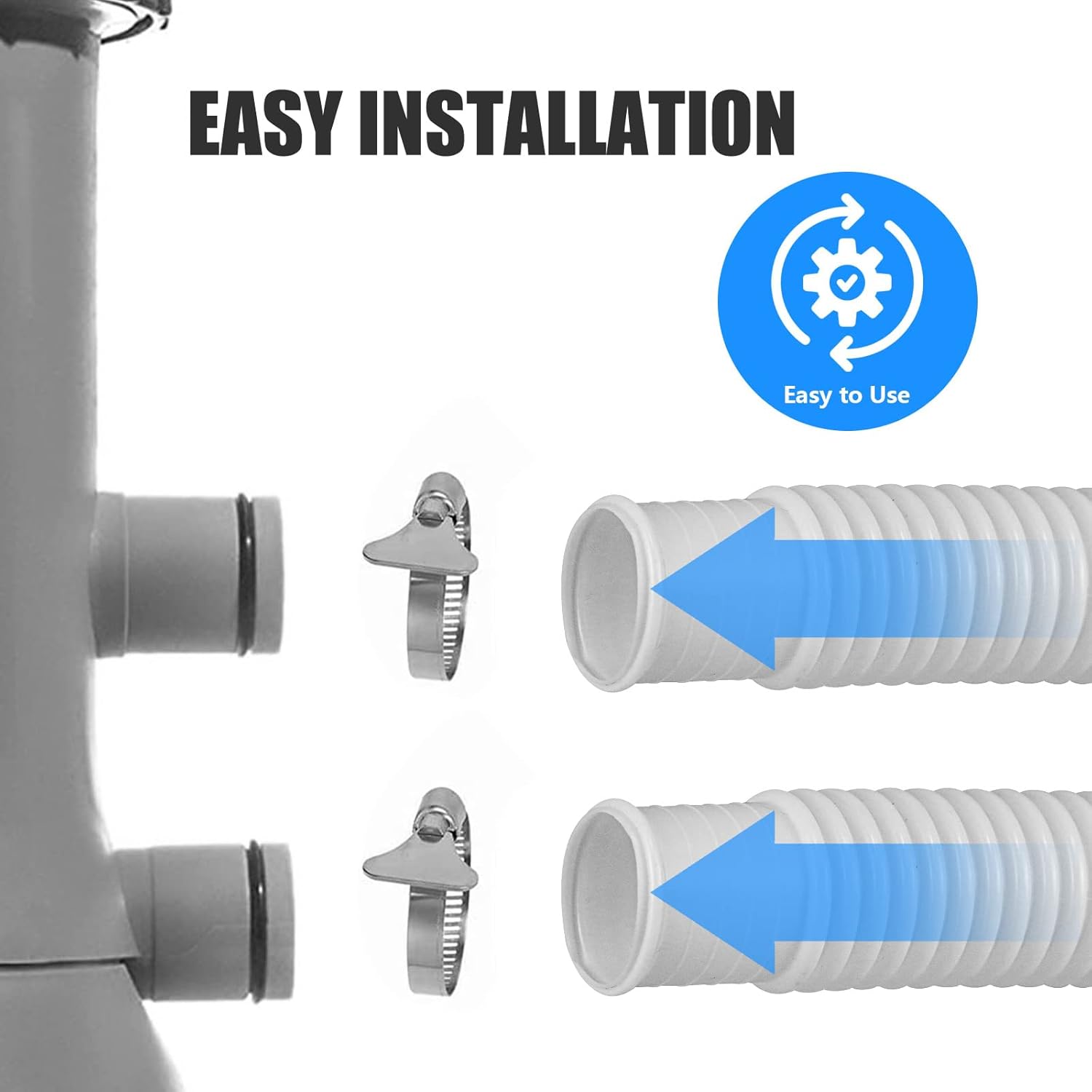 Swimming Pool Replacement Hose,1.25 x 59 Inch Replacement Hose For Above Ground Pools, Pool Filter Pump Hose Compatible for Intex Pump Models #607#637 (4 PCS)