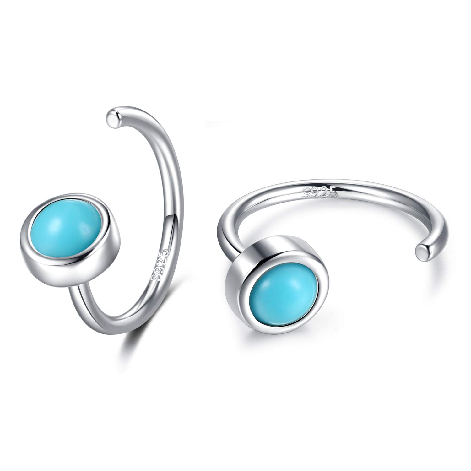 CHIC & ARTSY Orecchini A Cerchio Huggie In Argento Sterling 925 Con Pietre Preziose Sintetiche - Piccoli, Ipoallergenici, Diametro 8 Mm, Regalo Con Panno E Confezione