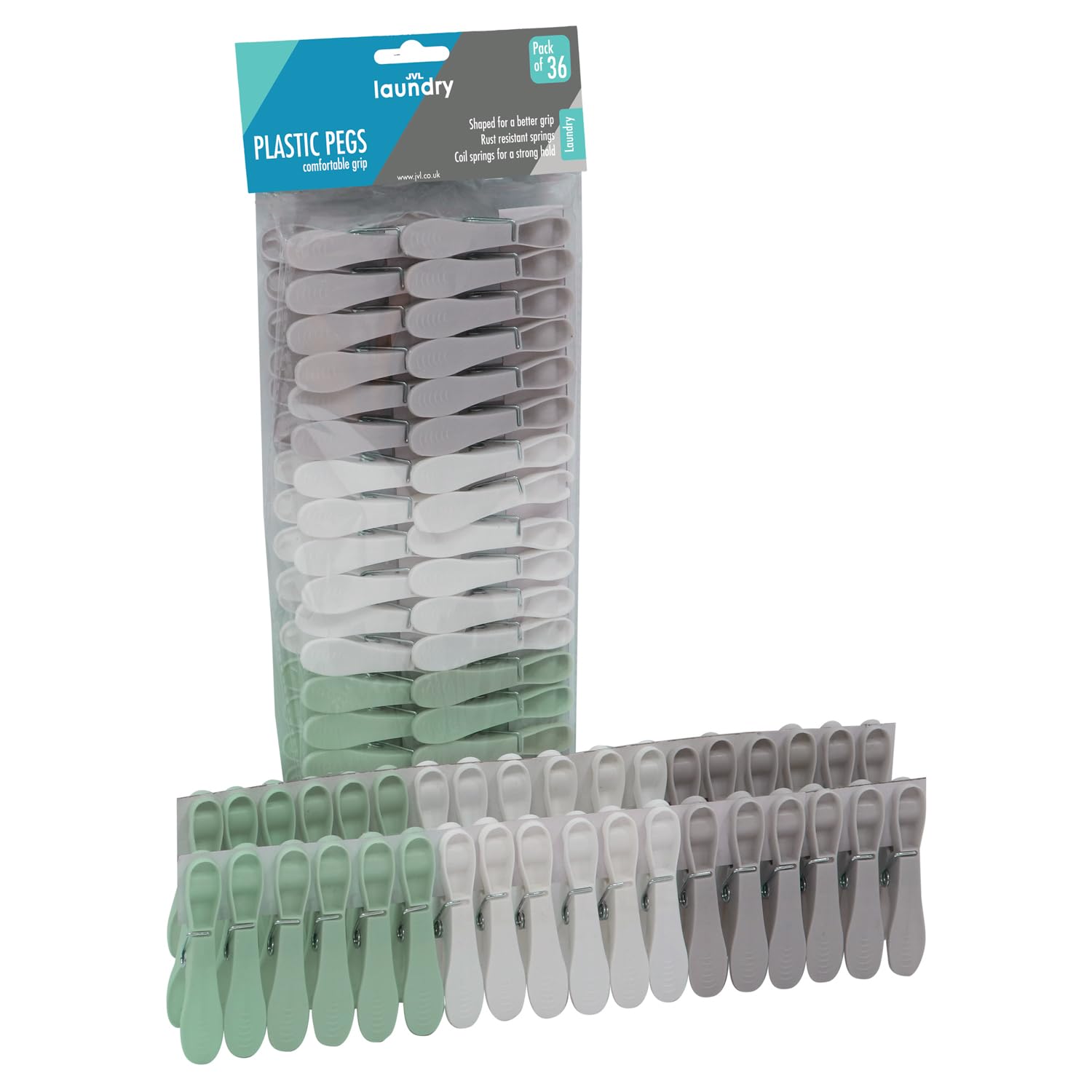 Jvl Assorted 36 Pack Plastic Clothes Pegs – Durable Laundry Pegs For Washing Line – Colours