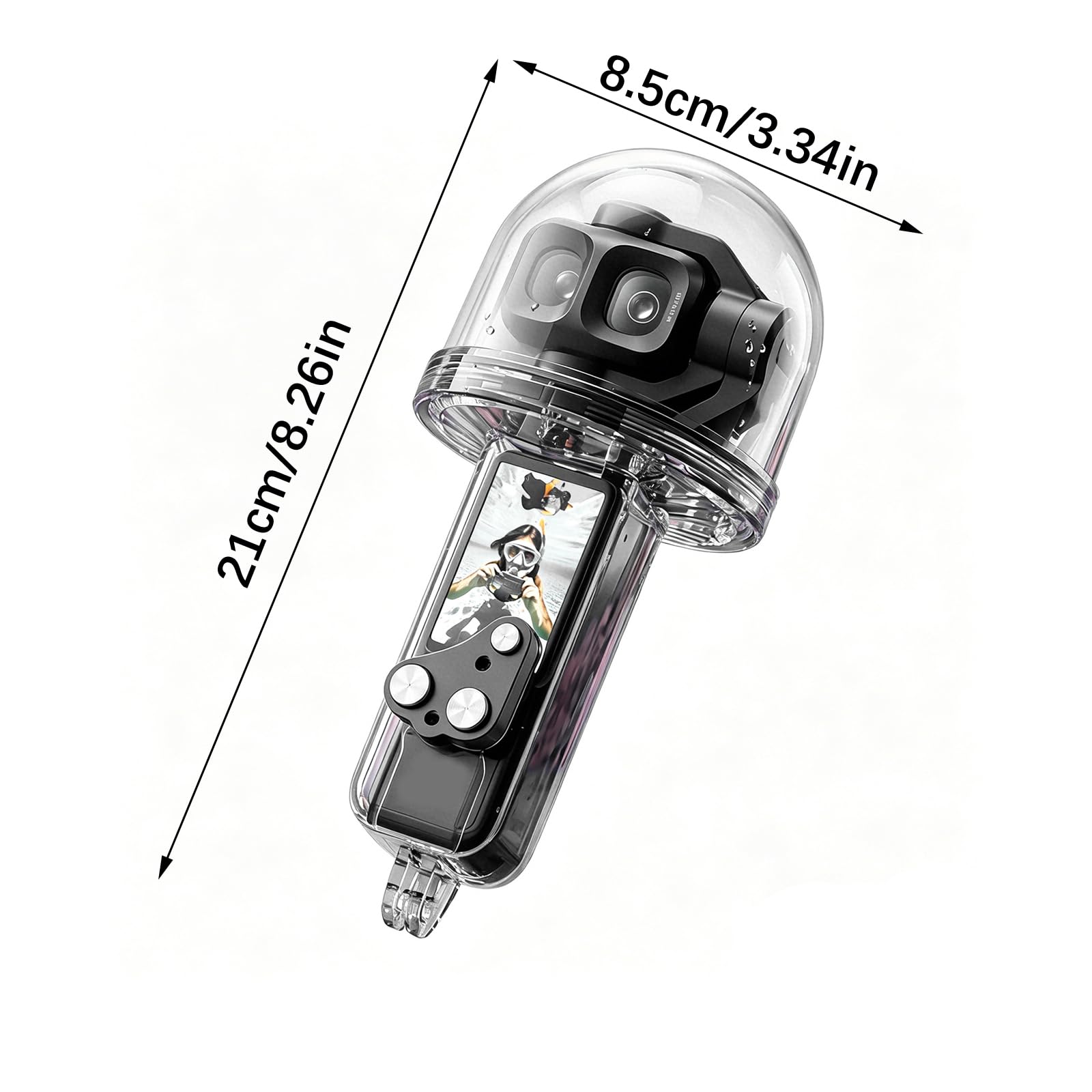 Custodia per fotocamera da surf per fotocamera tascabile, custodia impermeabile trasparente con fibbia inferiore e guscio copertura totale per giornate in spiaggia e uso in acqua Custodia