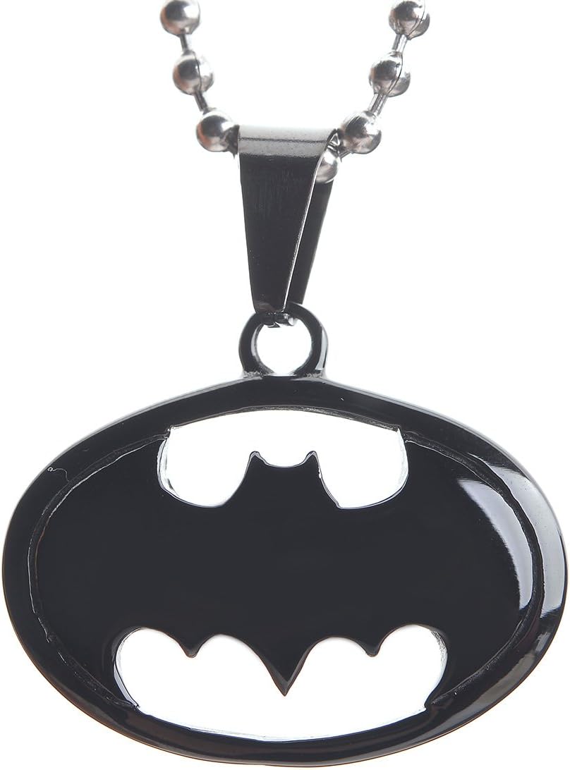 Hydia Steel Jewelry Batman Bat Shape Dart Pendant Black with Necklace Chain