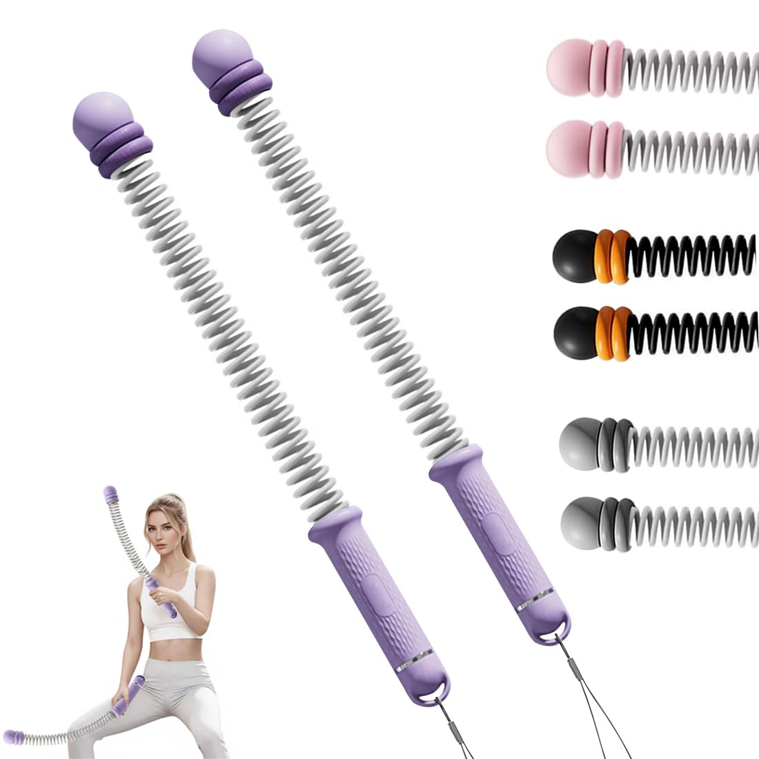 2pcs Ropeless Battle Ropes with Adjustable Weights, Portable Cordless Battle Ropes, Silent Home Workout Equipment for Full Body Toning, Fat Burning & Cardio, Gifts for Gym Lovers (Purple)