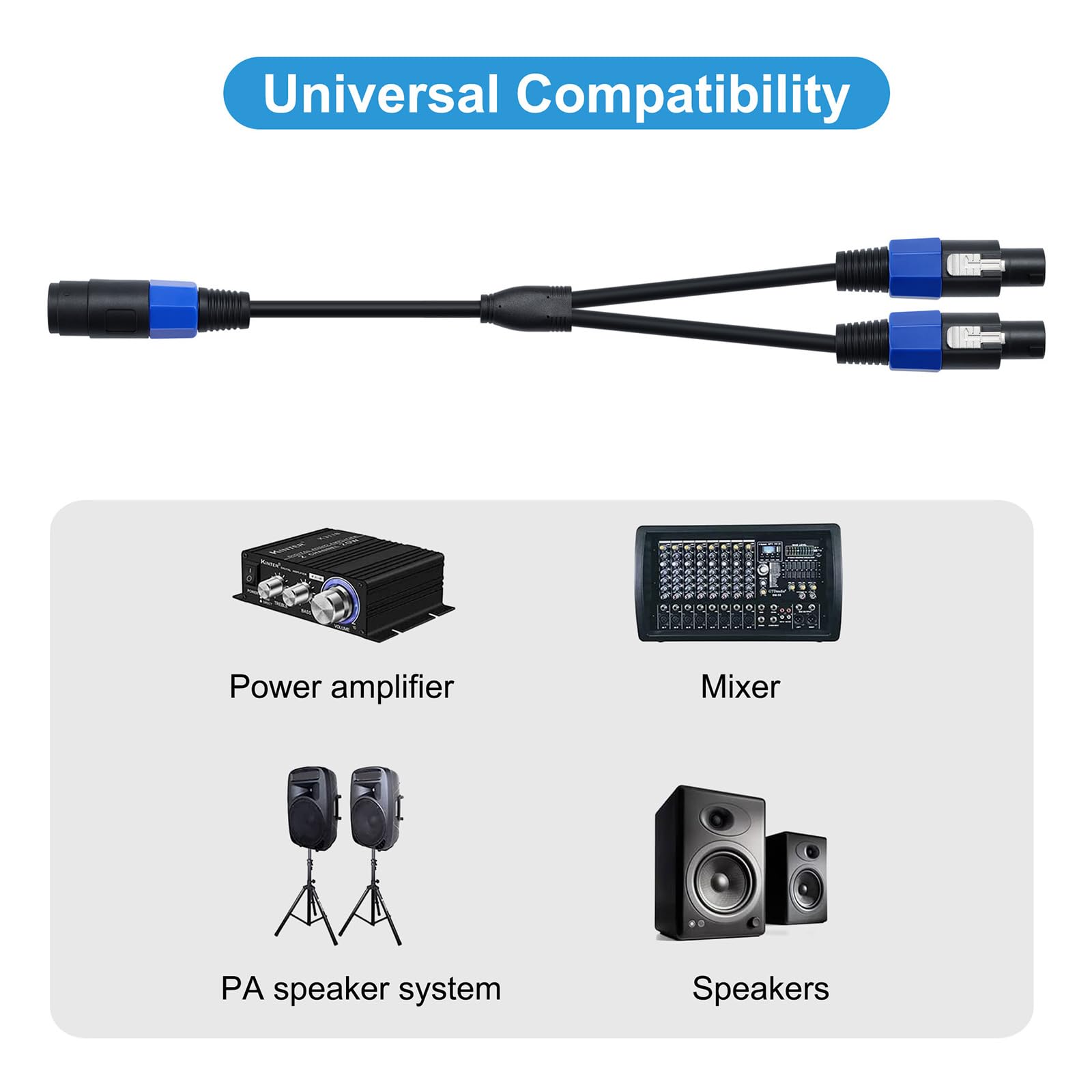 Kangnice Speakon Splitter Cable Speak-on Break Out Cable Speakon Female to Male Cable