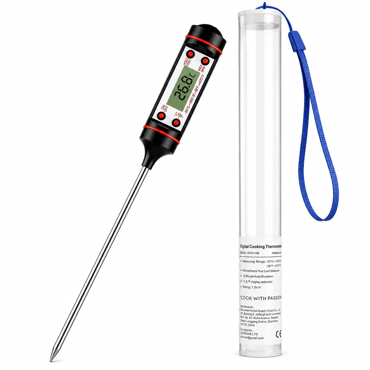 Digital Candle Thermometer with Stainless Steel Probe for Candle Making Wax Temperature Meter LCD Display Food Chocolate Milk Coffee BBQ Kitchen Thermometer-image-48