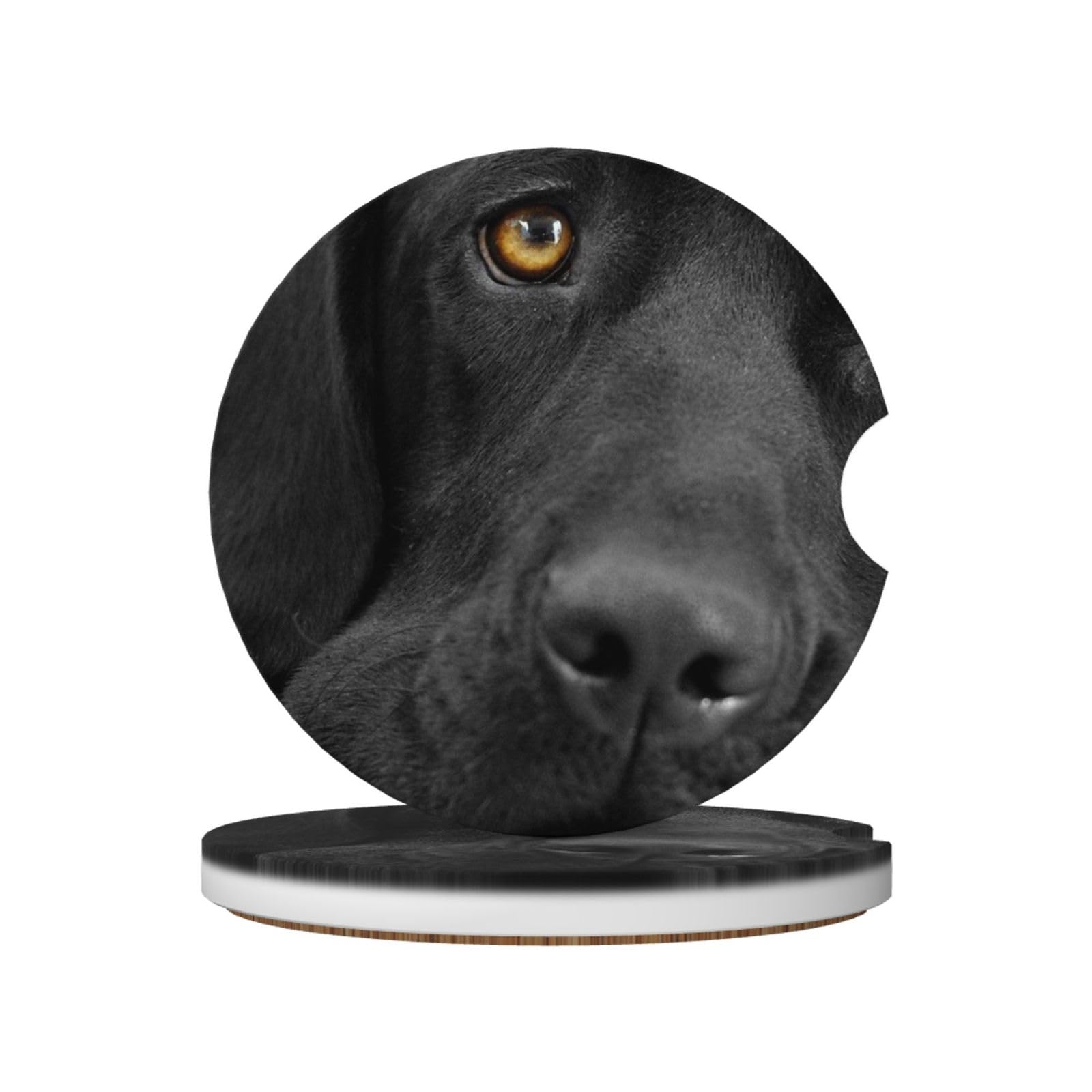 Black Labrador Dog, Car Cup Holder Coasters 2 Pack, Absorbent Ceramic Car Coasters with Non Slip Cork Base