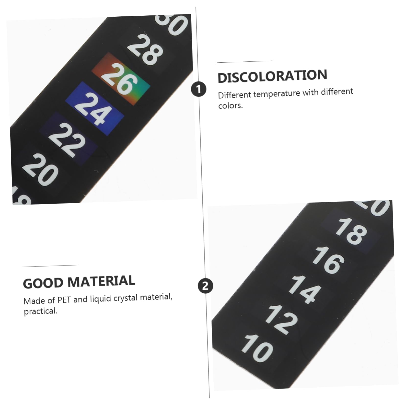 FOMIYES Lot De 10 Bandes De Mesure De Température Pour Aquarium Thermomètre Numérique Autocollant 18-34 °c Facile À Lire 15 Pièces X 10
