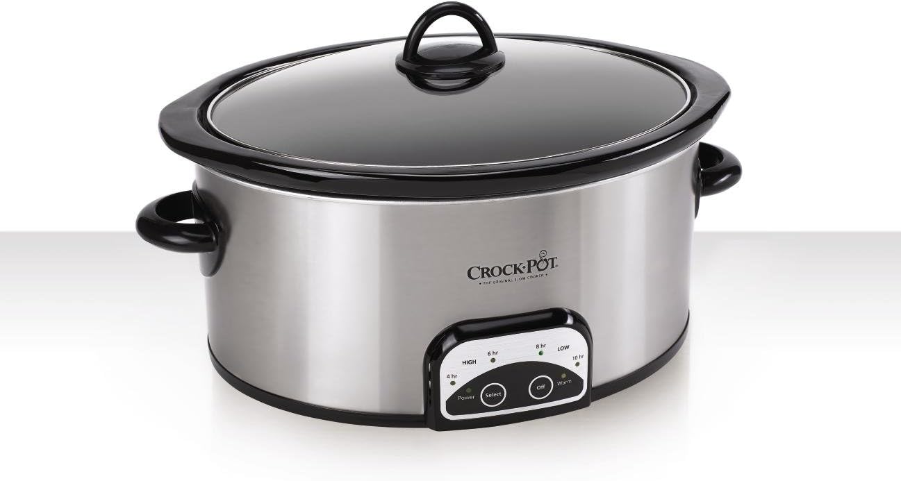 Crock-Pot Smart-Pot 6 Quart Programmable Slow Cooker with Timer, Food Warmer, Brushed Stainless Steel (SCCPVP600-S)