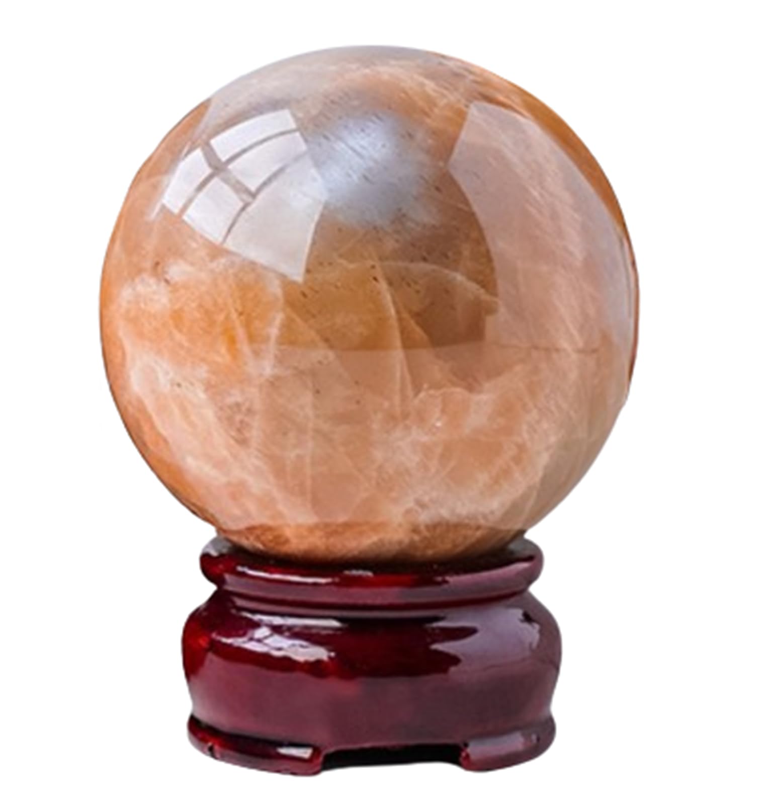 HSMQUBDBX Sunstone Orange Moonstone Crystal Sphere,Polished Gemstone Ball for Decoration,Home Office Desk Decor, Feng Shui Ornament,65~70mm