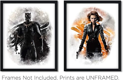 Miniatura 5 de Marvel Avengers - Impresiones artísticas de superhéroes en acuarela (sin marco), gran regalo de 10 (8 x 10 pulgadas), decoración para habitación de