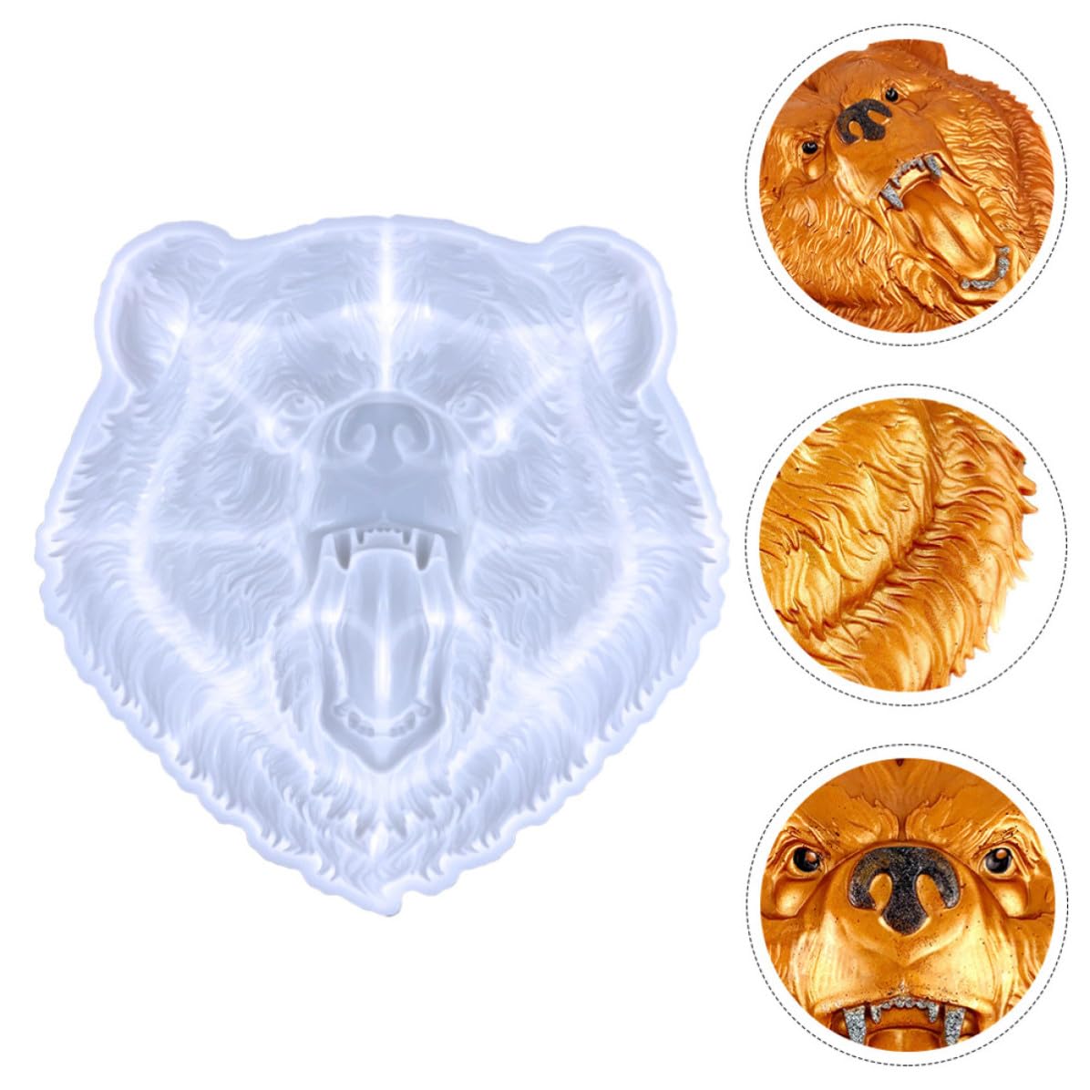Molde de Silicona Flexible para Manualidades con Cabeza de Oso Resistente y Fácil de Desmoldar para Adornos de Escritorio y Proyectos DIY
