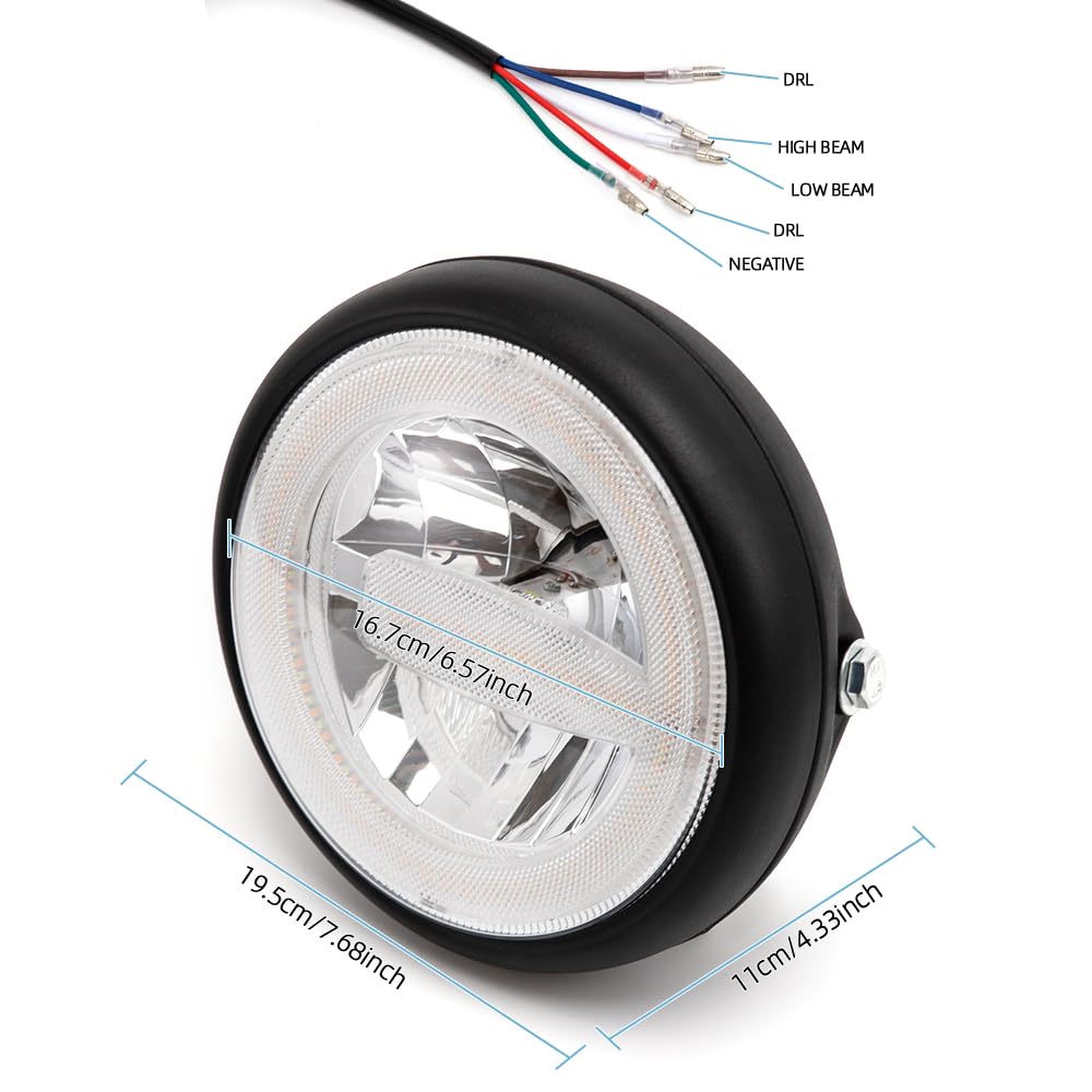 Motorrad scheinwerfer 7'' LED Runder Frontscheinwerfer Mit Halterung für Cafe Racer bobber Chopper V Rod CB900 CB400 CB750 CB1300 CB1100 Hornet 250 (Style B)