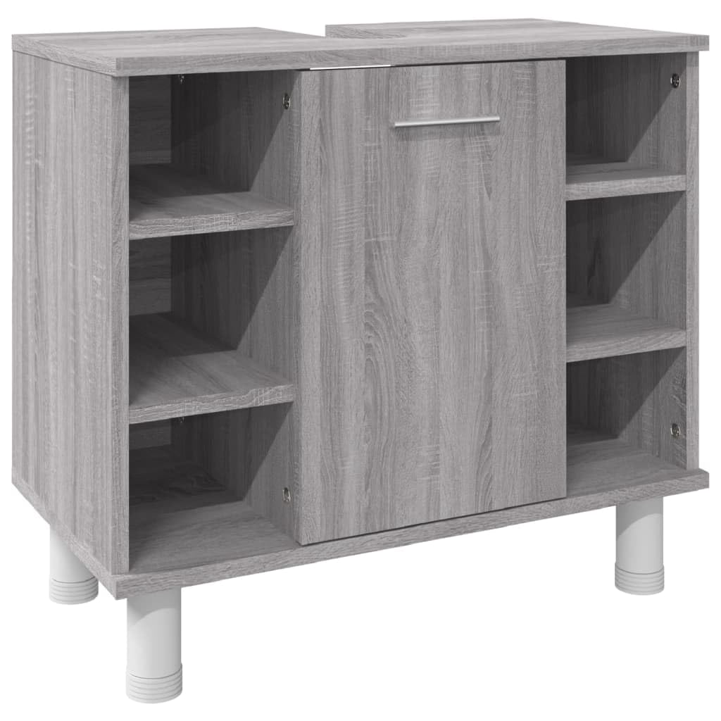 Gecheer Set Mobili da Bagno 3 pz Grigio Sonoma in Legno Multistrato-2221TT9