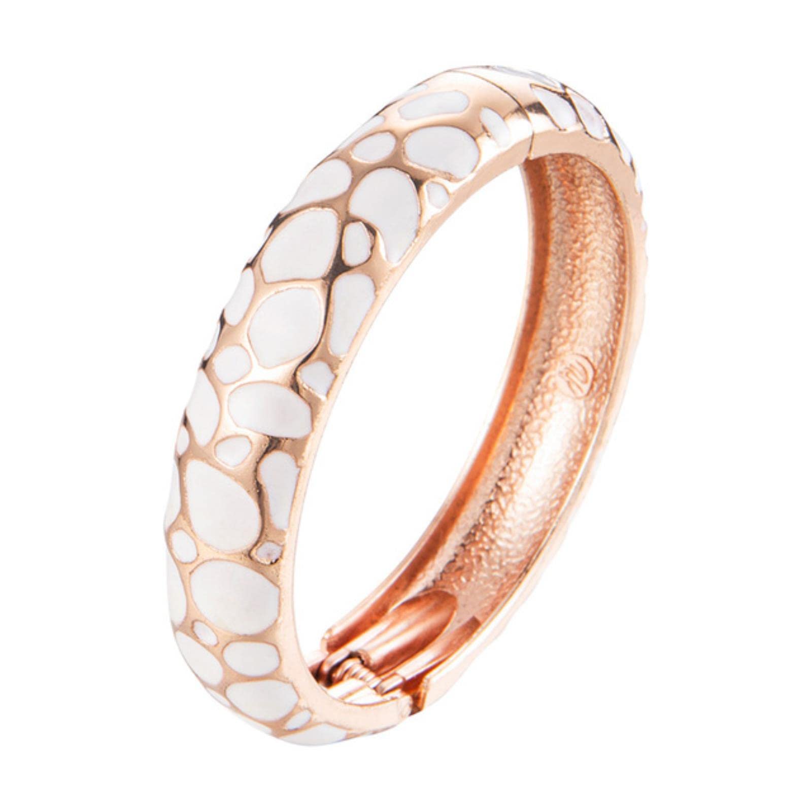 女性のための小さなバングルブレスレットピンクエナメルCZキュービック