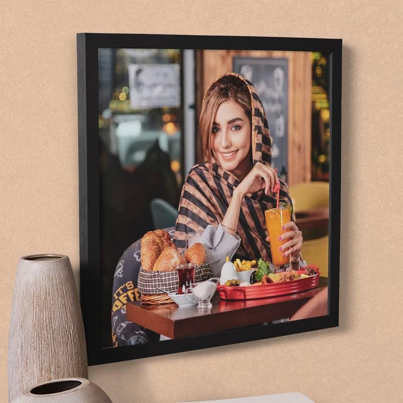Image of Ritwika's Synthetic Wooden Personalized Picture Wall Mount Frame With Your Photo | Customised Gift For Anniversary, Birthday, Wedding, Couples | Size 13.5x13.5 Inches IN, Set of 1 (Square), Black
