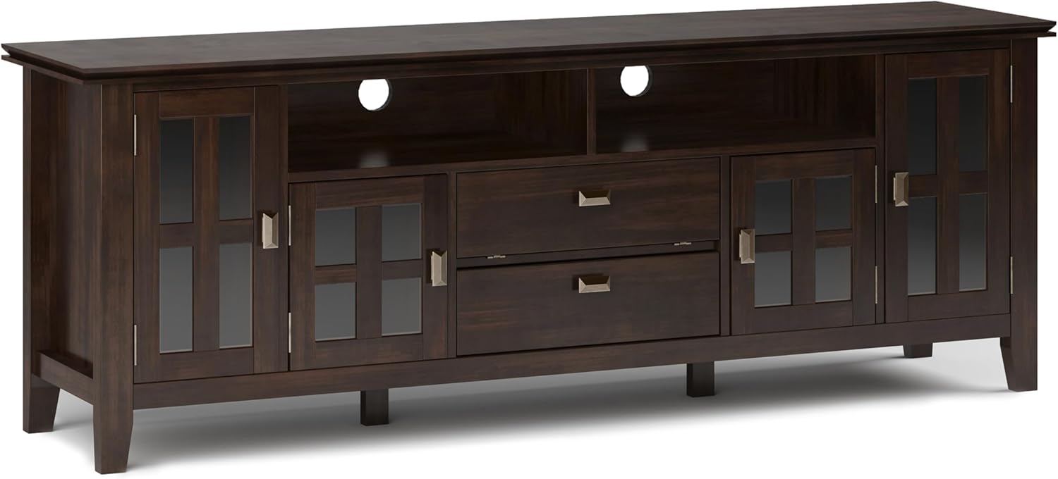 Product image of SIMPLIHOME Artisan SOLID WOOD 72 inch Wide Transitional TV Media Stand in Tobacco Brown For TVs up to 80 inches for the Living Room and Entertainment Center