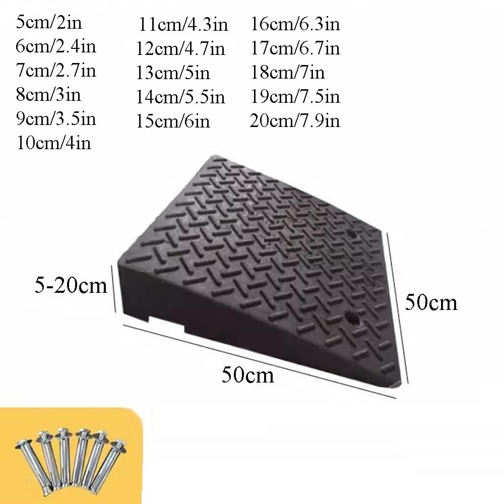 COKYIS Rampa De Acceso para Coche Antideslizante, Rampas De Bordillo Portátil Rampas De Entrada De Goma, Rampas De Carga Pesado para Automóviles/Garajes (Size : 50 * 50 * 5cm)