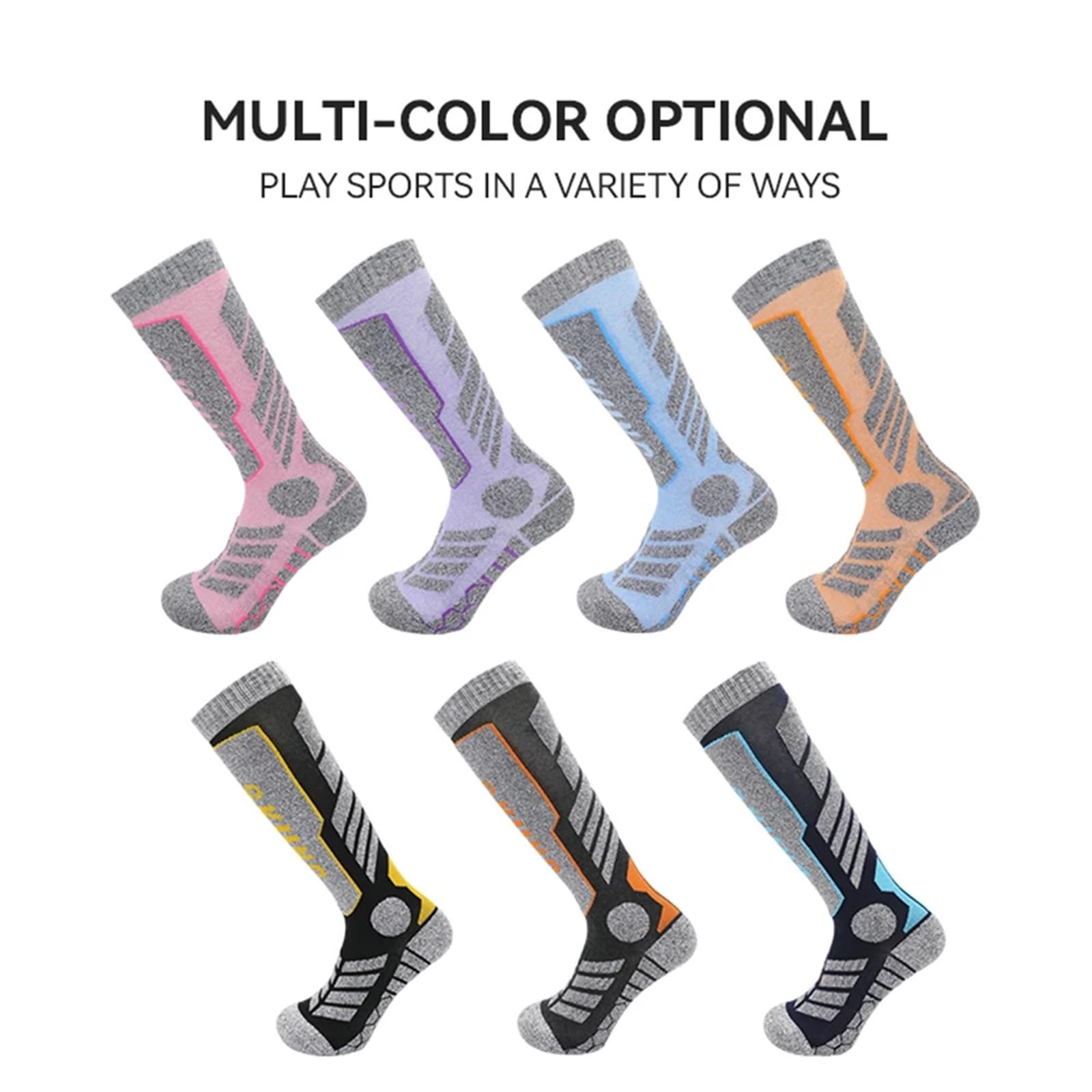 Fashion Thermal Ski Socks for Men – Thick Cotton Sports Compression Socks for Skiing, Snowboarding, Cycling, & Soccer