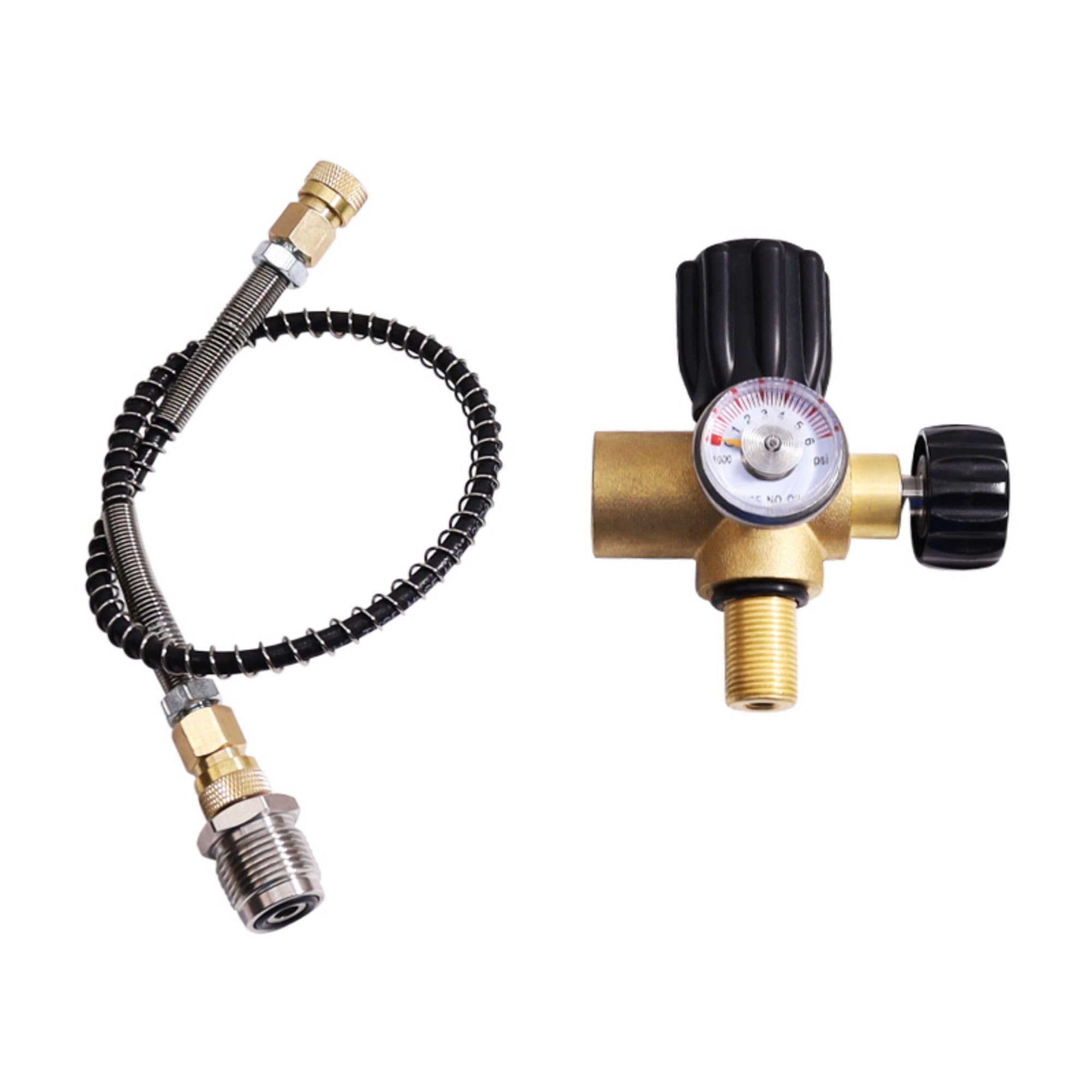 TUXING 4500Psi Hochdruck-Luftpistole PCP Füllstation Peitsche Schlauch, Hochdruck-PCP Paintball Füllstation mit Ablassventil Messing HPA CO2 Tank DIN Ladesystem M18* 1,5
